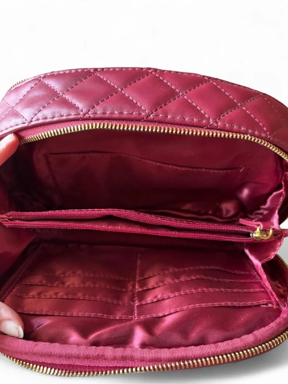 Joy & Iman Quilted Wine Crossbody Bag with Tassel